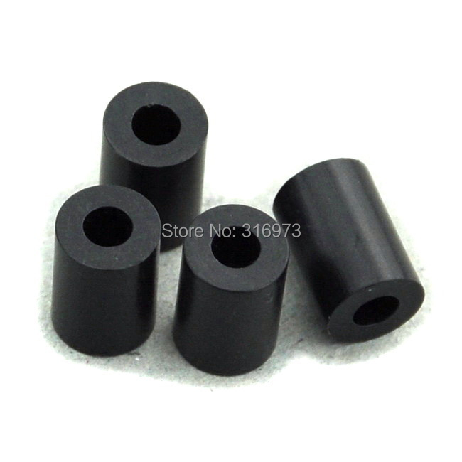(10 pcs/lot ) 10mm Black Nylon Round Spacer, OD 7mm, ID 3.2mm, for M3 Screws, Plastic.