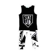 Fashion New INS baby boy clothes set Brands STAY WILD letter pattern T-shirt+Harem pants 2pcs boy girl kids Leisure Clothing Set