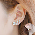 New Hot Sell Crystal Branch Shell Pearl Flower Stud Earrings For Women Gold Bijoux Fine Jewelry