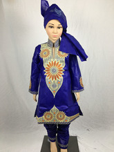 2016 new fashion design african bazin riche embroidery dress for baby girl with pants