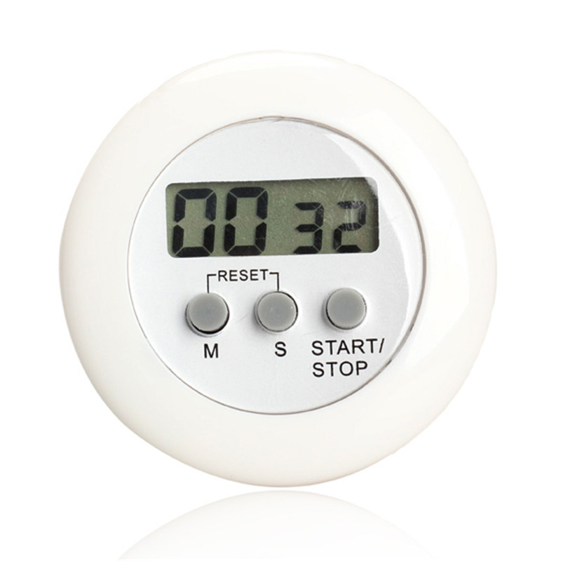 Digital Alarm Clock Free Shipping Round Magnetic LCD Digital Kitchen Countdown Timer Alarm With Stand White