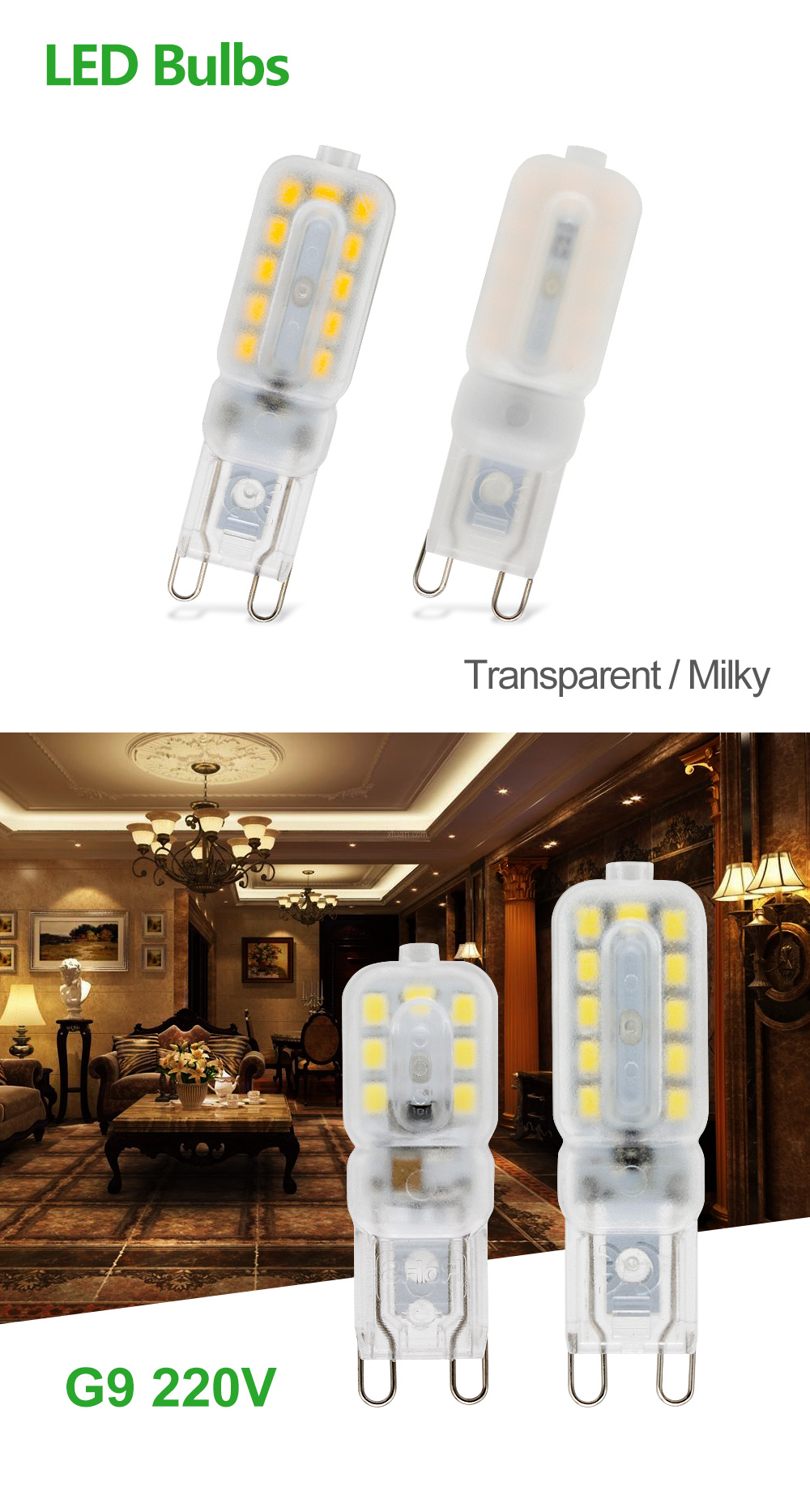 Description Picture 2 of item3W 5W Dimmable G9 Led Light AC 220V 230V Corn Bulb 14 22 SMD2835 Spotlight Crystal Chandelier Lighting Replace 30w Halogen Lamp