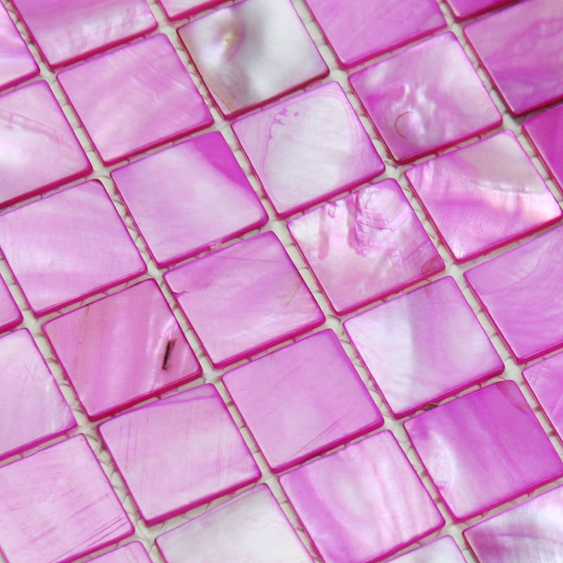 Pink painted mother of pearl tile mosaic tiles kitchen backsplash bath wall shower flooring tile uk cheap discount shell tiles