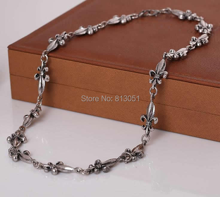 Free shipping!!!Zinc Alloy Jewelry Necklace,Love Jewelry, with iron chain, Fleur-de-lis, antique silver color plated, nickel