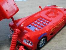 FREE SHIPPING ABS sports car telephones Red and Dark Blue novelty home furnishing corded telephone