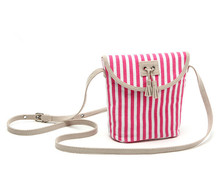France OBAIBI-OKAID Brand Pink Young Lady Canvas Striped Girls Little Shoulder Bag Cross Body Bag Children Gilrs Messenger Bag