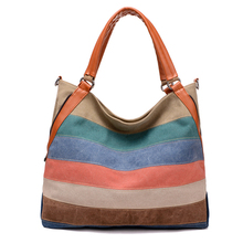 Fashion Panelled Canvas Bag Summer Casual Tote Women Handbag Big Bolsos Mujer Famous Brand Designer Shoulder Ladies Hand Bags