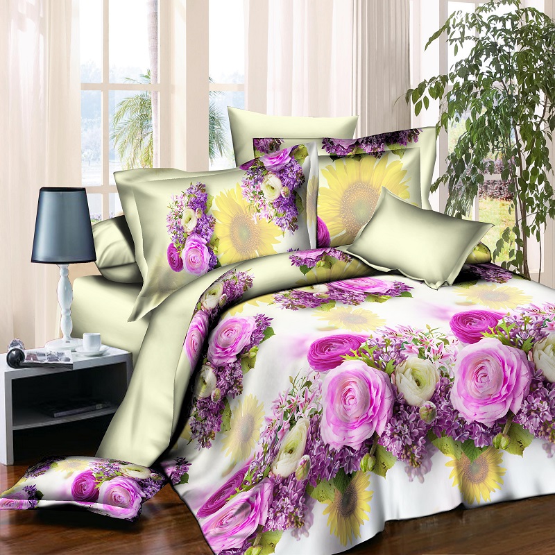 2016 4Pcs Newest Flowers 3d Bedding Sets Thicker Bedding Set King Size Bed Sheet Duvet Cover Pillows Quilt No Comforter
