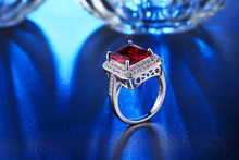 S925 sterling silver Jewelry fashion Bijoux Ruby Red CZ Diamond ring Classic wedding rings For Women