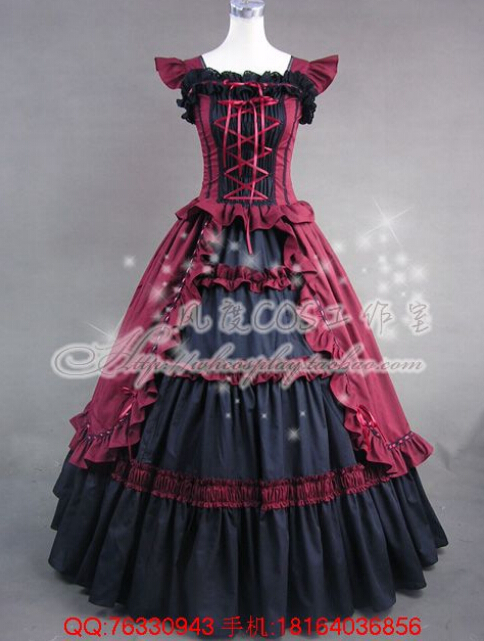 Victoria Gothic Halloween Palace Lolita princess party dress punk cosplay costume Black/Red/Blue  dress