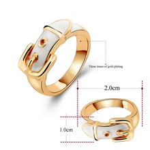 Fashion New Design Strap Rings For Women Gold Plated Men Ring White Enamel Ring Free Shipping