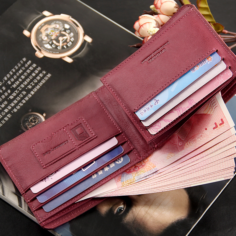 Vanlord wallet female head layer leather wallet seventy percent off Korean couple purse short Wallet