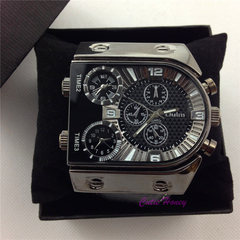 5pcs Original Brand ARMY Stainless Steel Big Face Watch Men Dual Time