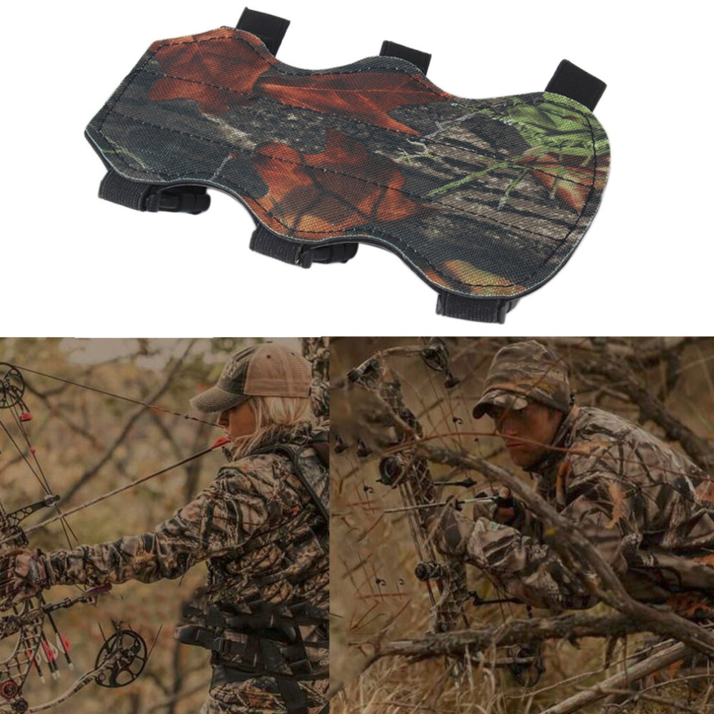 Archery Bow Arm Guard Protection Forearm Safe 3 Strap Camo Leather New free shipping