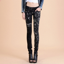 Hip-Hop Street Style Printed Slim Jeans Woman Skinny Robin Boyfriend Jeans For Women Pantalones Vaqueros Mujer Denim Pants 1263
