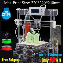 2016 New Big Acrylic Frame Reprap Prusa I3 DIY 3D Printer 3 D impressora KIT Machine with 2rolls filament LCD Screen 8G SD Card