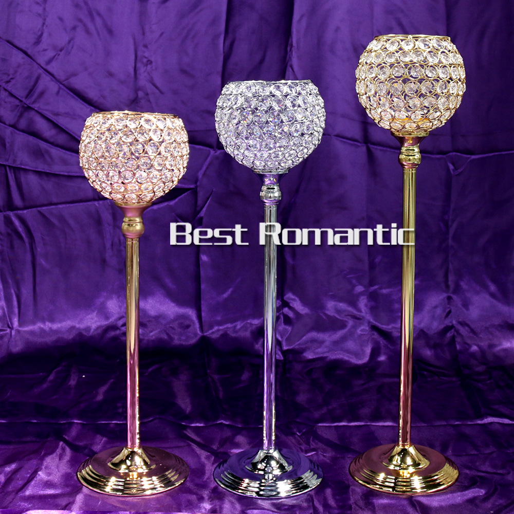 65cm height Gold crystal wedding decoration candle holders event candlesticks party candle stand centerpiece candelabra