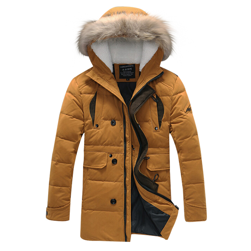 Men s Long Thicken Duck Down Jacket Warm Winter Coat Men Fashion Brand Hooded Wadded Overcoat