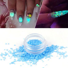 Azeroin Women Fashion Glitter Luminous Nail Art Stickers Tips Manicure Glow In The Dark Free Shipping