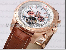 2014 nuevos hombres de bentley brwon banda de cuero 1884 tourbillion hombre grande de lujo del dial oro rosa bisel relojes