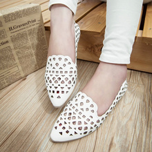 Hot sale women cut outs pointed toe flat shoes summer garden sandals summer slip on casual shoes women loafers size 35-39