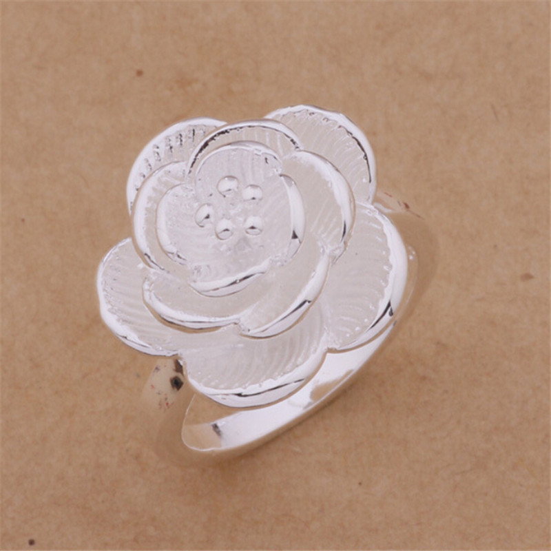 Hot sale jewelry Silver Ring Charming Rose Wedding Rings 