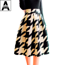Korean version of the new winter fashion retro floral pleated skirt skirts in women’s skirts Fan art floral pleated A-line skirt