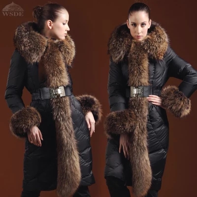 X-long Plus size 4XL Winter Jacket Women Jackets raccoon fur Coats thicken goose down coat Women's Outwear Downs jacket Parka