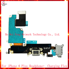 50Pcs/lot For iPhone 6 Plus 5.5 inch Headphone Earphone Audio Jack With Charger USB Dock Charging Port Flex Cable