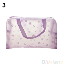 Hot Floral Print Transparent Waterproof Makeup Make up Cosmetic Bag Toiletry Bathing Pouch 1HET