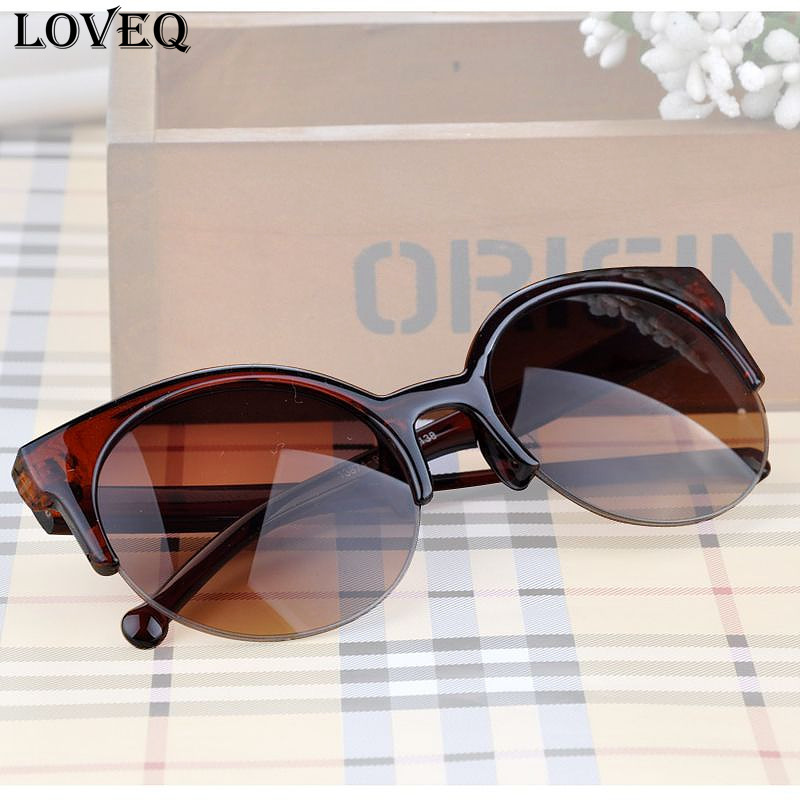 Fashion Vintage Sunglasses Retro Cat Eye Semi Rim Round Sunglasses for Men Women Sun Glasses Eyewear