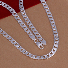 Manufacturing unit value 925 sterling silver jewelry 6mm flat side hyperlink chains necklaces model constructive assertion 925 silver necklace males 047