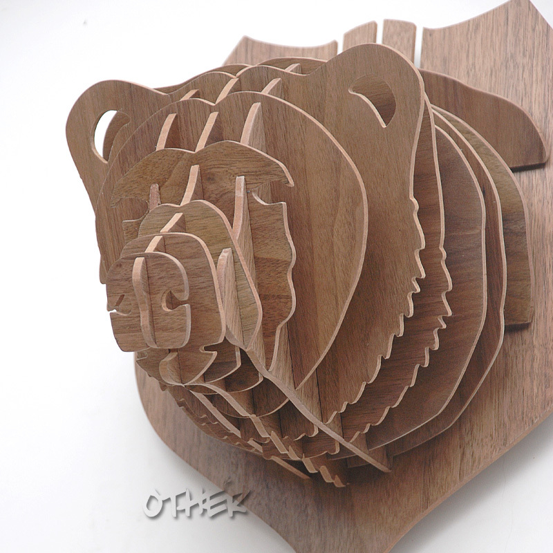 3D Woodcraft Patterns Puzzle DIY Wooden Animal Bear Home Furnishing