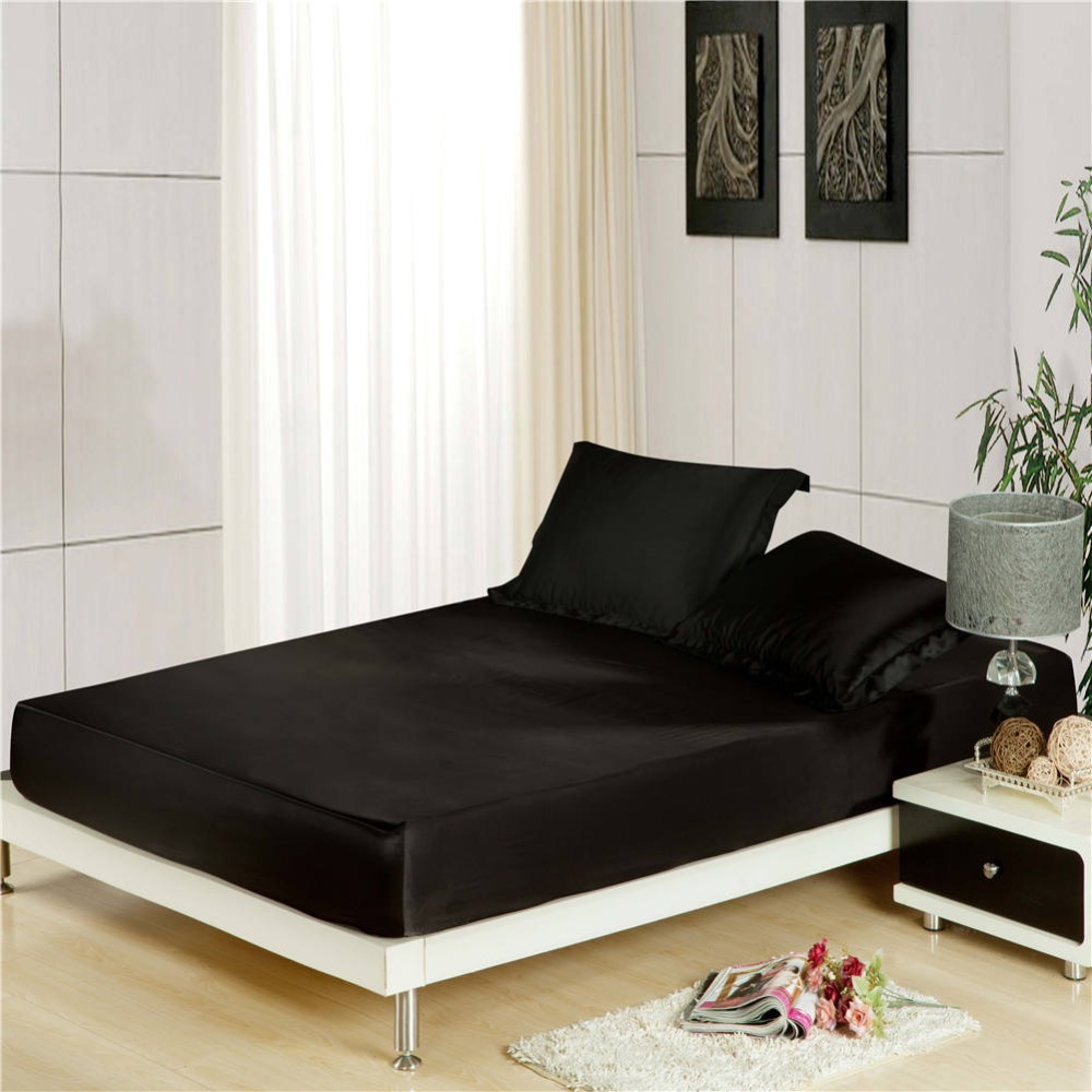100 3pcs satin silk fitted sheet set solid color or or king size home textile bed 100 3pcs satin silk fitted sheet set solid color or or king size home textile bed