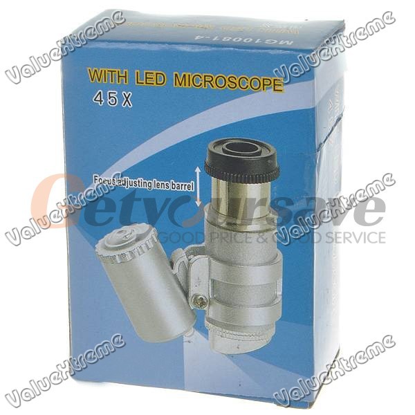 Super Mini 45X Microscope Endoscope with 2 LED Illuminating Lamps 3 LR927 