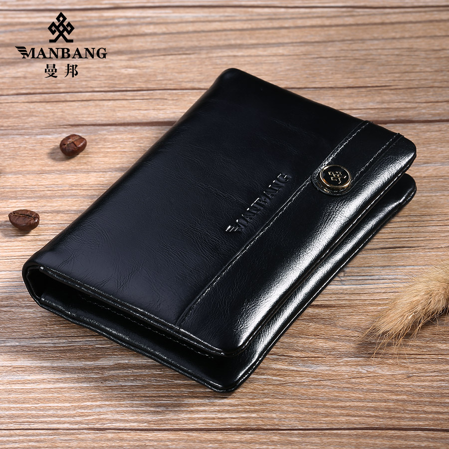 Mambang new men's leather card card package many large capacity oil bag are bank card package short wave
