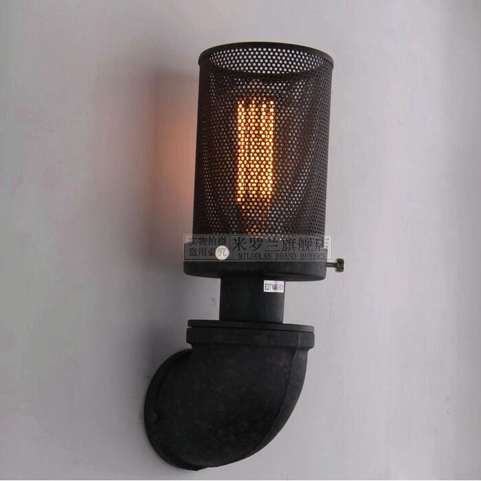 Black color pipe retro loft vintage iron shade wall lamp sconces  industrial home lighting fixture for living room free shipping