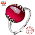 Promotion 2016 Latest Fashion 925 Sterling Silver Opening Ring Natural Red Jade Ruby Adjustable Size Rings