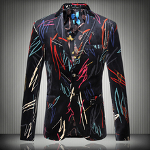 good blazers jakcet Flower male slim fashion blazer men’s personality flat flannelette print coat high quality for party prom