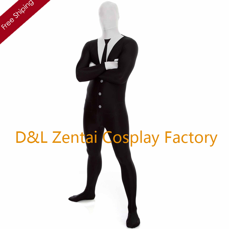 Free Shipping DHL Cool Adult Genlteman Tuxedo SecondSkin Zentai Full Body Lycra Suit Super Hero Halloween Costume SP1823
