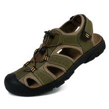 Plus Size EU38-47 Mens Genuine Leather Beach Sandal Men Casual Summer Outdoor Platform Sandals Soft Cowhide Walking Sandals Male