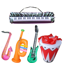 2sets/lot  simulation Inflatable game toys musical instrument drum set ,electonic organ ,sax,horn ,drum,guitar children toys