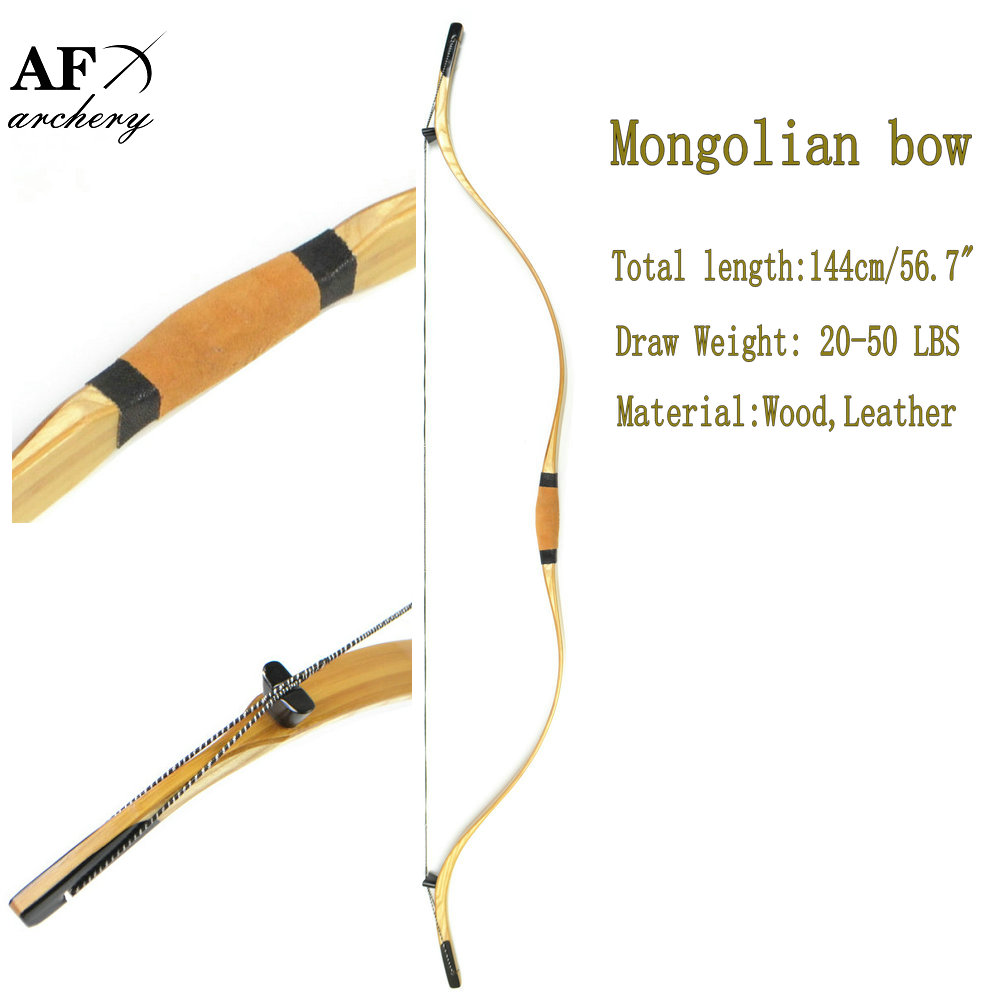 Mongolian Bow and arrow sport for Hunting Archery Recurve Traditional Longbow sales with 144cm 56 7
