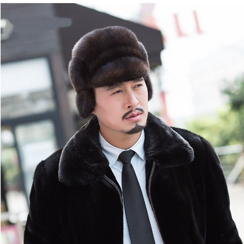 2015Winter men Real New Mink Fur Hat Cap Headgear Beanie Beret NMZ006