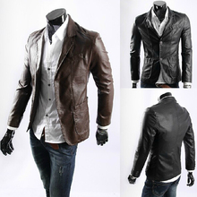 Man Plus Size L-6XL Men Suit Coat Male Casual Long Sleeve Turn-down Men’s Leather Jacket Winter Business Formal Outerwear