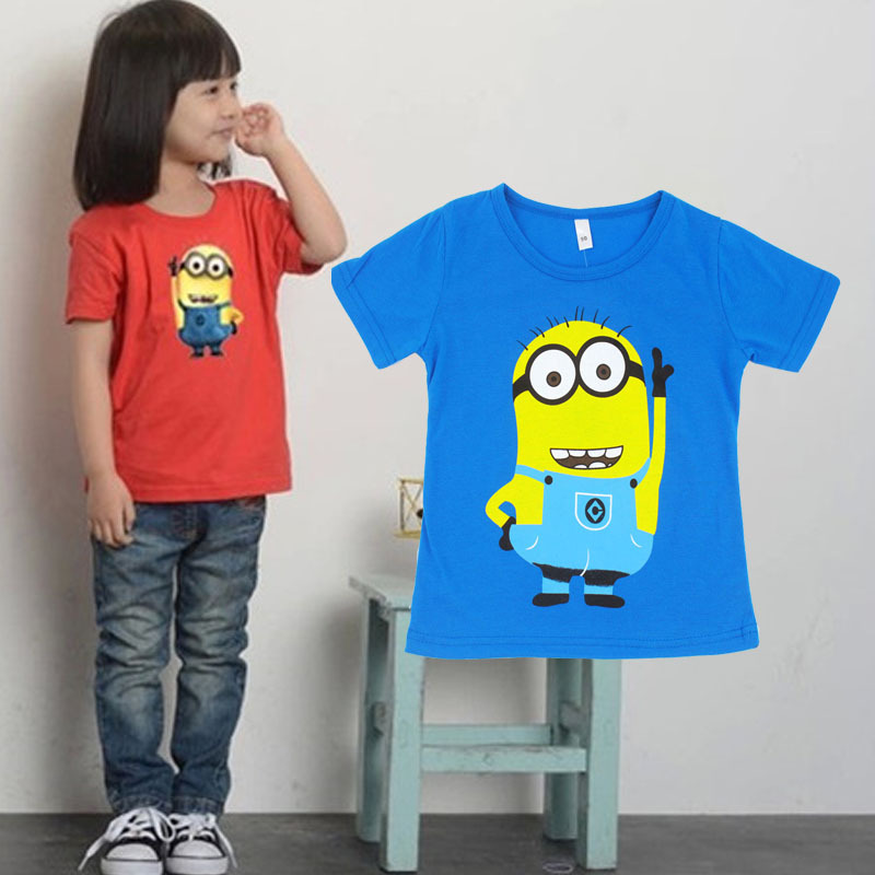 New 2015 boys Girls T Shirt Despicable Me 2 Minions Short Sleeve Baby Children T shirts