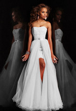 62107 New Design High Low Short Strapless Pure White Wedding Dress Bridal Gown Detachable removeable Skirt