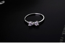 Fashion Women Rings Real Gold Filled Jewelry Bow Wedding Rings Created Diamond Jewelry Free Shipping
