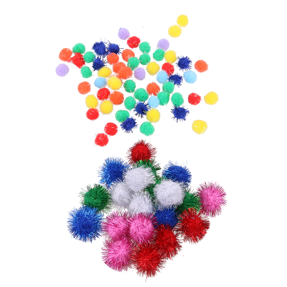 100x Blinking Pompom Balls Toys Tinsel Sprayed for Pet Cat Kitten Toys 1.5cm