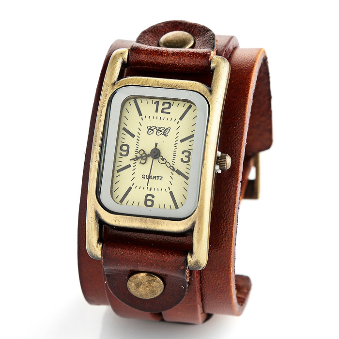 Гаджет   Retro Braided Bracelet Genuine Leather Strap Watch Woman Dress Wristwatch relogio W1744 None Часы